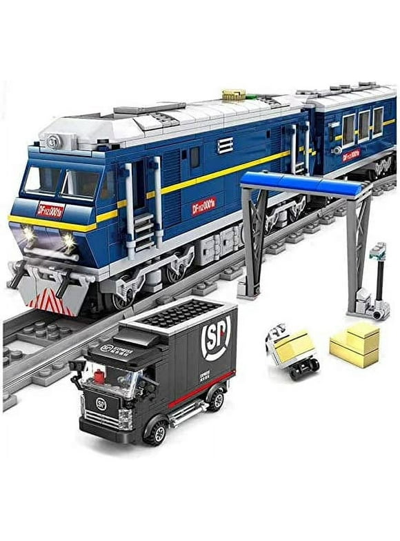 City Series Power Blue Diesel Cargo Train Building Blocks Toy Bricks Set | General Jim's Toys | Compatible with Lego&reg;, Cobi&reg;, Wange, Sembo&reg; and all major brick building brands.