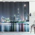 thumbnail image 1 of City Shower Curtain, Nightfall Scenery of Guangzhou Downtown China Landscape Modern Architecture Exploring, Fabric Bathroom Set with Hooks, 69W X 75L Inches Long, Multicolor, by Ambesonne, 1 of 3