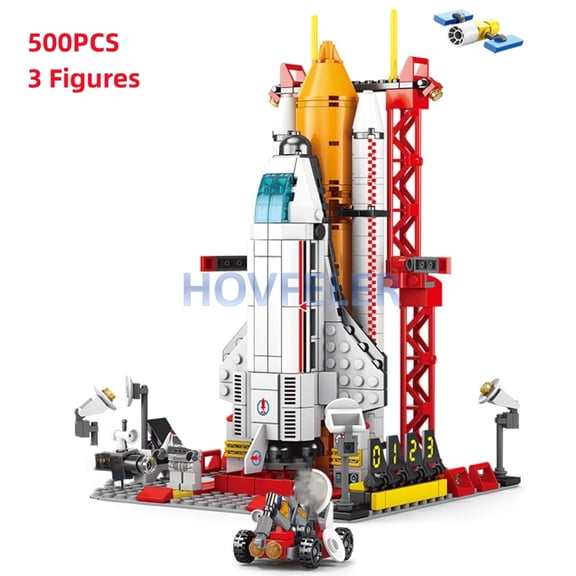 City Shuttle Satellite Rocket Building Blocks Space Station Saturn Astronaut Figure Man Bricks Set Gift for Boys
