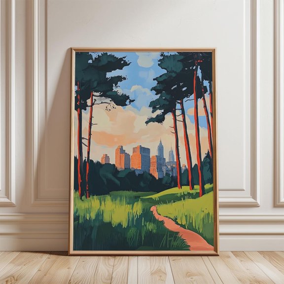 City Skyline Abstract Golden Hour Landscape Modern Home Decor, Unframed Paper Poster 8x10in