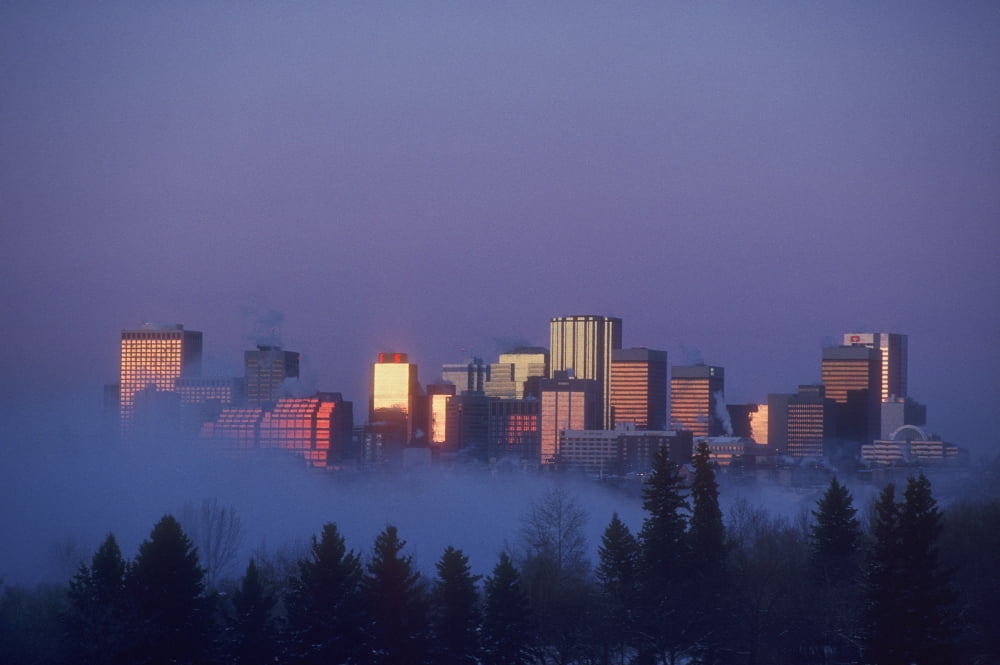 City Skyline Edmonton Alberta Canada Canvas Art - Bilderbuch Design Pics (34 x 22)