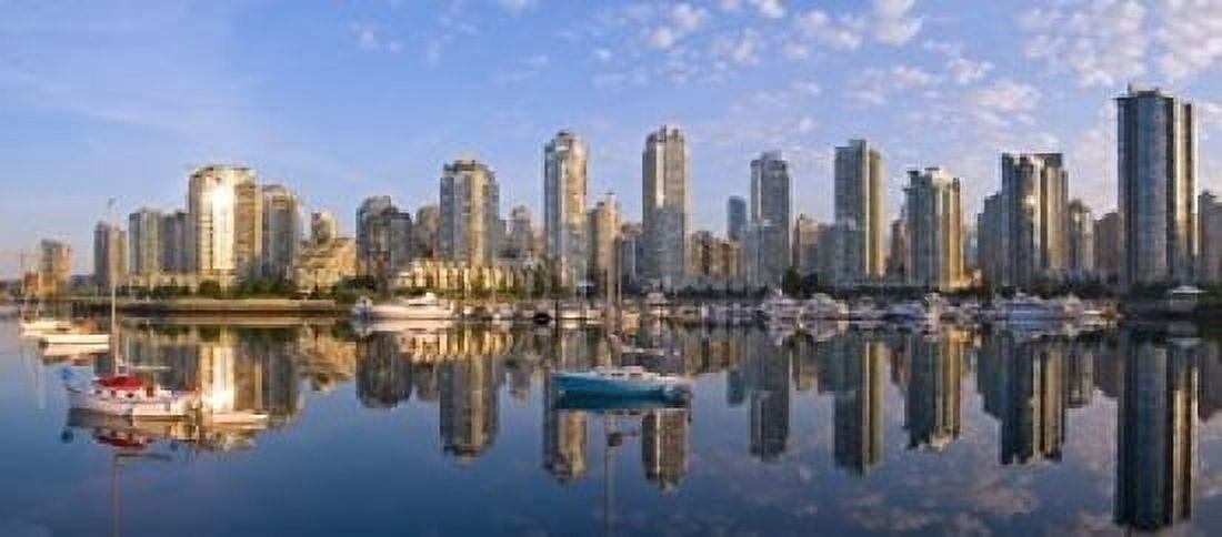 City Skyline False Creek Vancouver British Columbia Canvas Art - Chuck Haney DanitaDelimont (18 x 8)