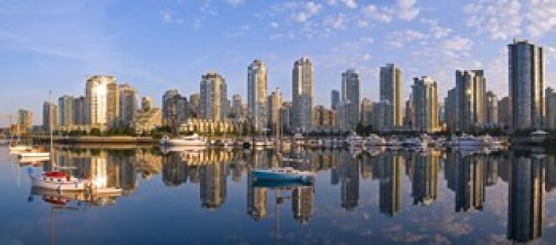 City Skyline False Creek Vancouver British Columbia Canvas Art - Chuck Haney DanitaDelimont (37 x 17)