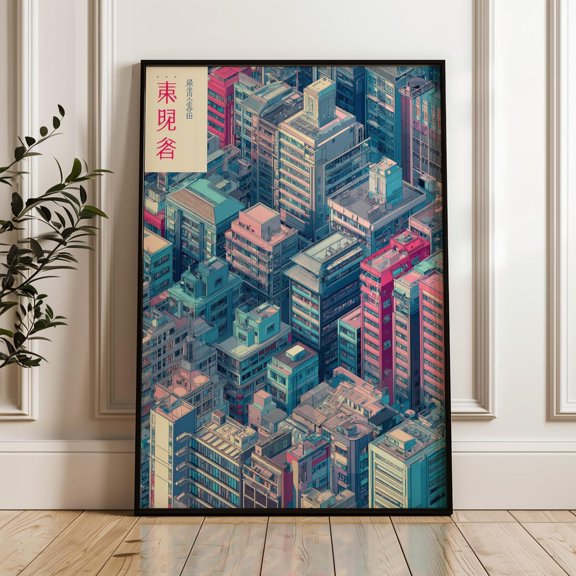 City Skyline Isometric Futuristic Poster