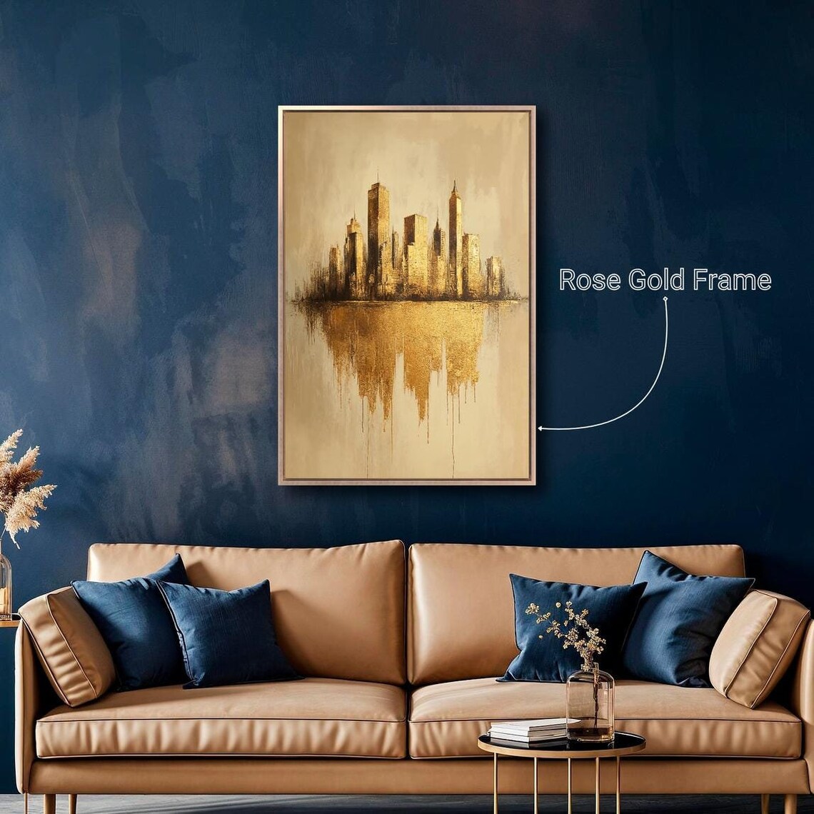 City Skyline Luxury Poster Golden Urban Silhouette Wall Art Metropolis ...