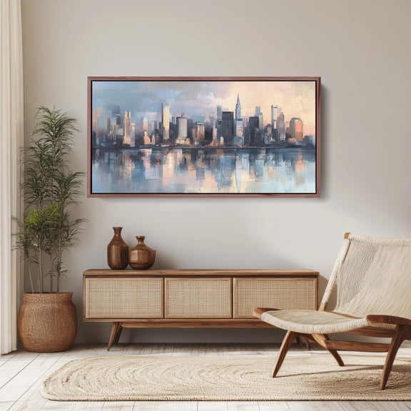 City Skyline Urban City Waterfront Buildings Wall Art Unframed Paper Print