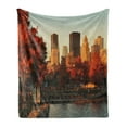 thumbnail image 1 of City Soft Flannel Fleece Blanket, Old Port of Montreal Early in the Morning Scenic Autumn Trees Buildings Canada, Cozy Plush for Indoor and Outdoor Use, 50" x 70", Red Orange Brown, by Ambesonne, 1 of 6
