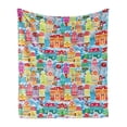 thumbnail image 1 of City Soft Flannel Fleece Throw Blanket, Colorful Town Design Ornamental Winter Holiday Christmas Time Architecture Pattern, Cozy Plush for Indoor and Outdoor Use, 60" x 80", Multicolor, by Ambesonne, 1 of 6
