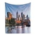 thumbnail image 1 of City Soft Flannel Fleece Throw Blanket, Early Morning Scenery in Melbourne Australia Famous Yarra River Scenic, Cozy Plush for Indoor and Outdoor Use, 70" x 90", Orange Green Pale Blue, by Ambesonne, 1 of 6