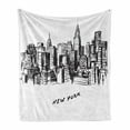 thumbnail image 1 of City Soft Flannel Fleece Throw Blanket, Hand Drawn Sketch of New York Skyscape Buildings and Skyscrapers Print, Cozy Plush for Indoor and Outdoor Use, 50" x 70", Charcoal Grey and White, by Ambesonne, 1 of 6