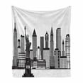thumbnail image 1 of City Soft Flannel Fleece Throw Blanket, Monochromatic Simple Design New York Skyline Statue of Liberty Print, Cozy Plush for Indoor and Outdoor Use, 70" x 90", Charcoal Grey and White, by Ambesonne, 1 of 6