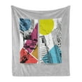 thumbnail image 1 of City Soft Flannel Fleece Throw Blanket, Urban Illustration Comic Strip Design Trucks and Van Architecture Modern Times, Cozy Plush for Indoor and Outdoor Use, 50" x 60", Multicolor, by Ambesonne, 1 of 5