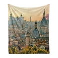 thumbnail image 1 of City Soft Flannel Fleece Throw Blanket, View of Rome from Castel Sant'Angelo Italy Historical Landmark Vatican, Cozy Plush for Indoor and Outdoor Use, 70" x 90", Pale Salmon Ivory Green, by Ambesonne, 1 of 6