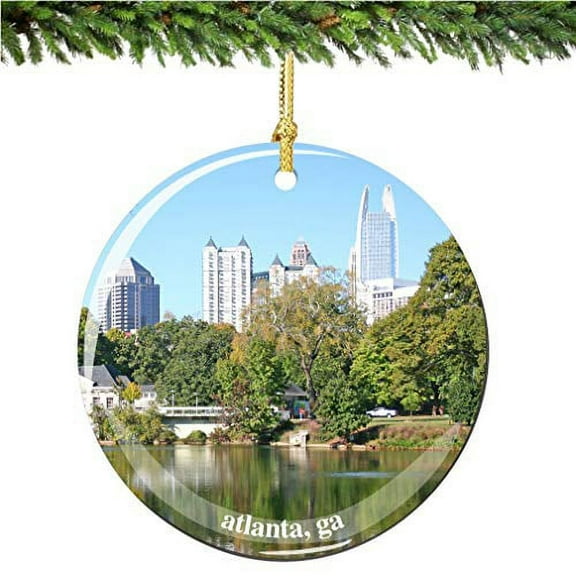City-Souvenirs Atlanta Christmas Ornament, Porcelain 2.75' Double Sided Georgia Christmas Ornaments