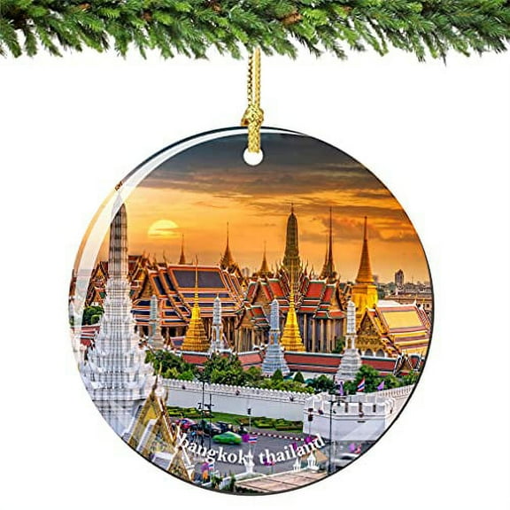 City-Souvenirs Bangkok Thailand Christmas Ornament Porcelain 2.75 Inches Double Sided