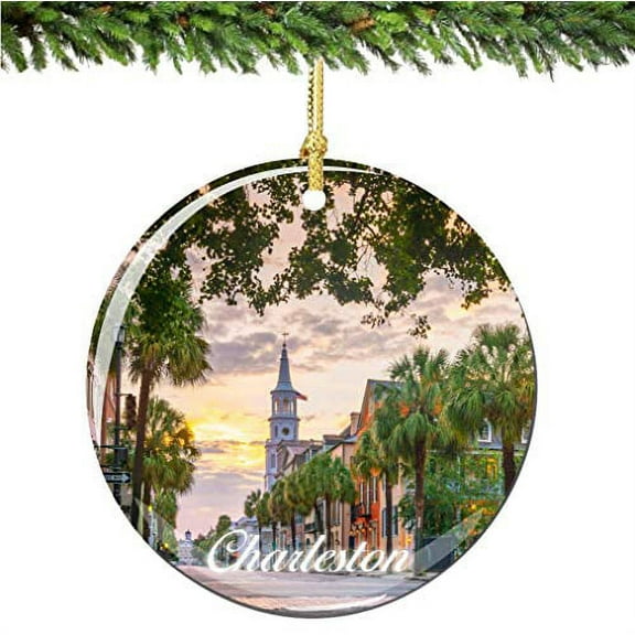 City-Souvenirs Charleston South Carolina Christmas Ornament Porcelain Double Sided 2.75 Inches