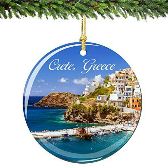 City-Souvenirs Crete Greece Christmas Ornament Porcelain Double Sided 2.75 Inches