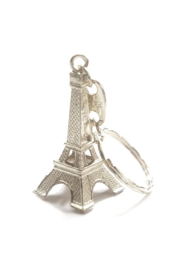 City-Souvenirs Eiffel Tower Key Chain Favors, Silver Key Rings (24Pcs)