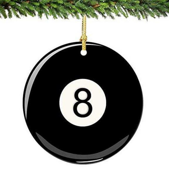City-Souvenirs Eight Ball Christmas Ornament Porcelain Double Sided