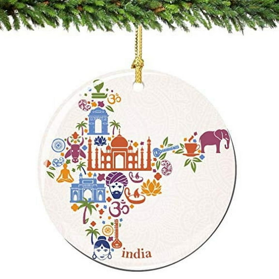 City-Souvenirs India Christmas Ornament Porcelain Double Sided