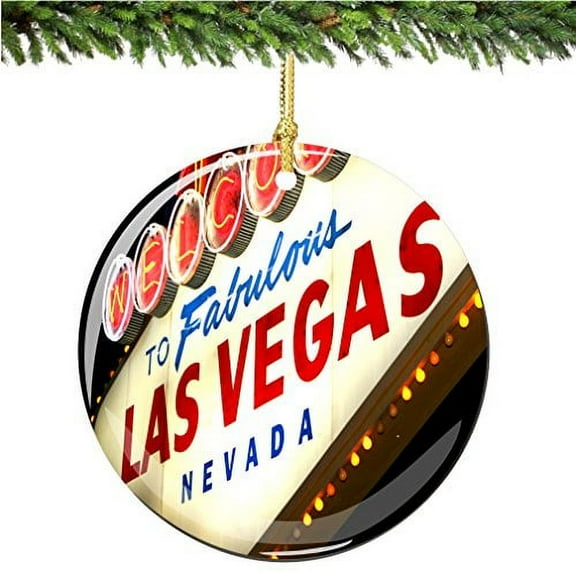 City-Souvenirs Las Vegas Christmas Ornament, Las Vegas Welcome Sign Porcelain 2.75' Double Sided Las Vegas Christmas Ornaments