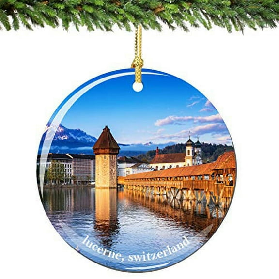 City-Souvenirs Lucerne Switzerland Christmas Ornament, Porcelain 2.75 Inch Swiss Christmas Ornaments