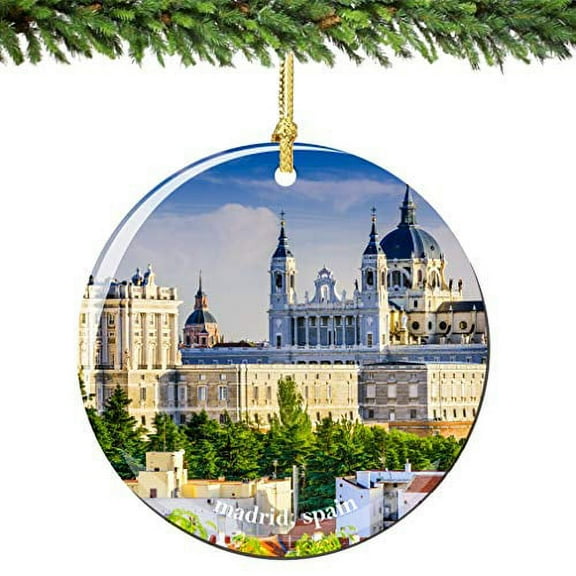 City-Souvenirs Madrid Spain Christmas Ornament 2.75 Inch Double Sided Porcelain Madrid Christmas Ornaments