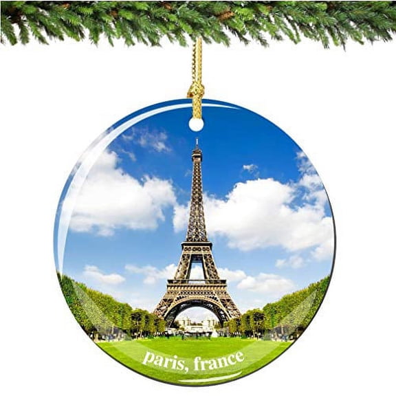 City-Souvenirs Paris Eiffel Tower Christmas Ornament, Porcelain 2.75' Double Sided Eiffel Tower Christmas Ornaments