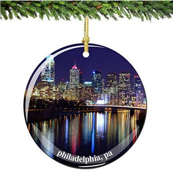 City-Souvenirs Philadelphia Christmas Ornament, Porcelain 2.75' Double Sided Christmas Ornaments