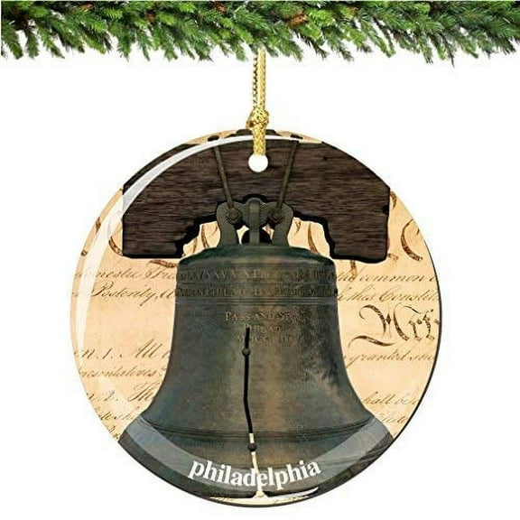 City-Souvenirs Philadelphia Liberty Bell Christmas Ornament, Philadelphia Porcelain 2.75' Double Sided Liberty Bell Christmas Ornaments