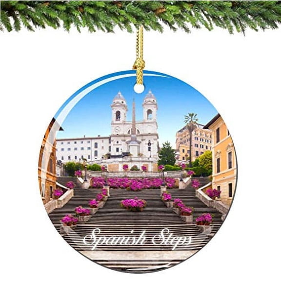 City-Souvenirs Spanish Steps Christmas Ornament Rome Italy Porcelain Double Sided 2.75 Inches