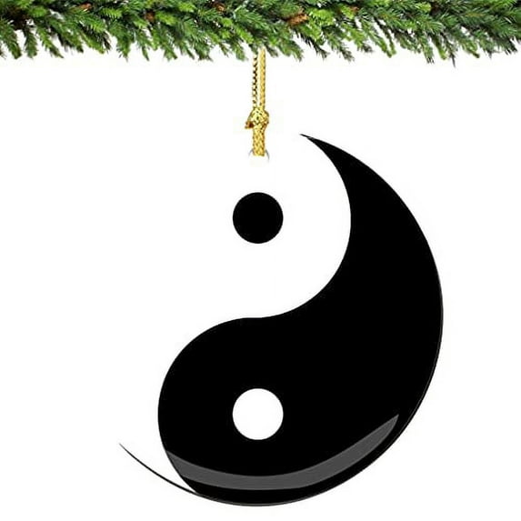 City-Souvenirs Yin Yang Christmas Ornament Porcelain, 2.75 Inch Double Sided Yin Yang Ornament