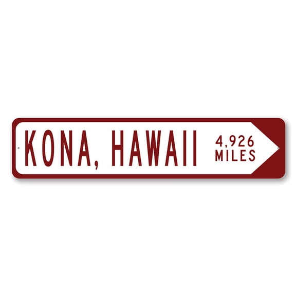 City State Direction Arrow With Miles Aluminum Metal Decor Sign - 4x18 inches