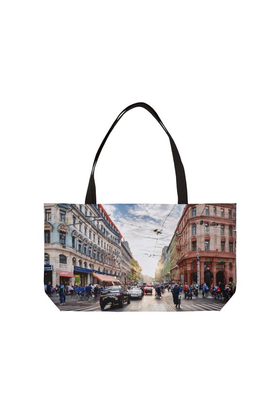City Street Print Big Bag High-Quality 100% Spun Poly 24x13 Canvas Art Bag C-01