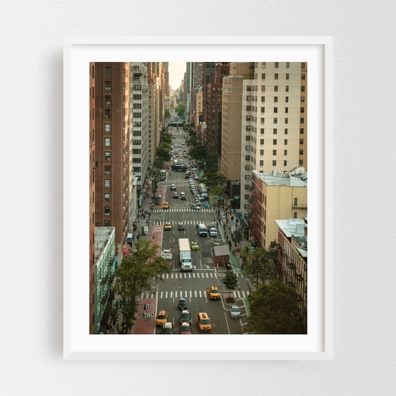 City Streets from Roosevelt Island Tramway 01 - Manhattan New York Photography White Framed Wall Art Print 16 x 20 inches