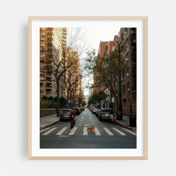 City Stroll - Manhattan New York Photography Oak Framed Wall Art Print 24 x 30 inches