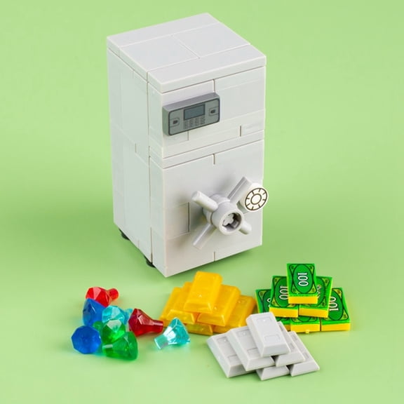 City Strongbox Coin Diamond Gold Silver Money Set Accessories Building Blocks Kids Toys for Children MOC City Kids Gifts