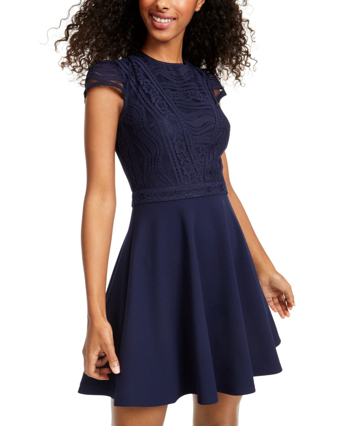City Studio Junior's Lace Top Dress Navy Size 13