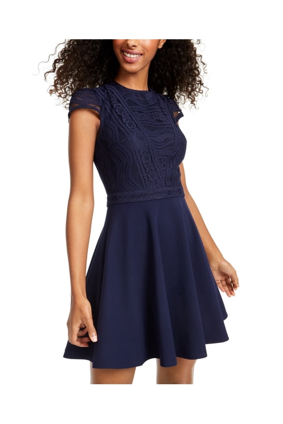Junior's Lace Top Dress Navy Size 13