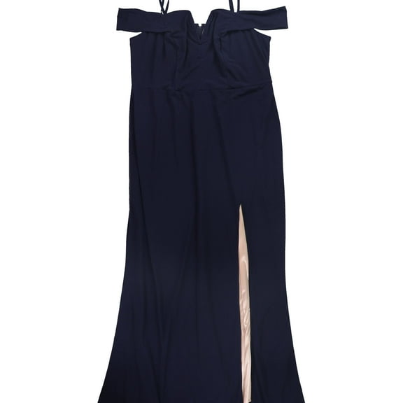 City Studio Womens Classic Off-Shoulder Dress, Blue, Plus Size, 20W
