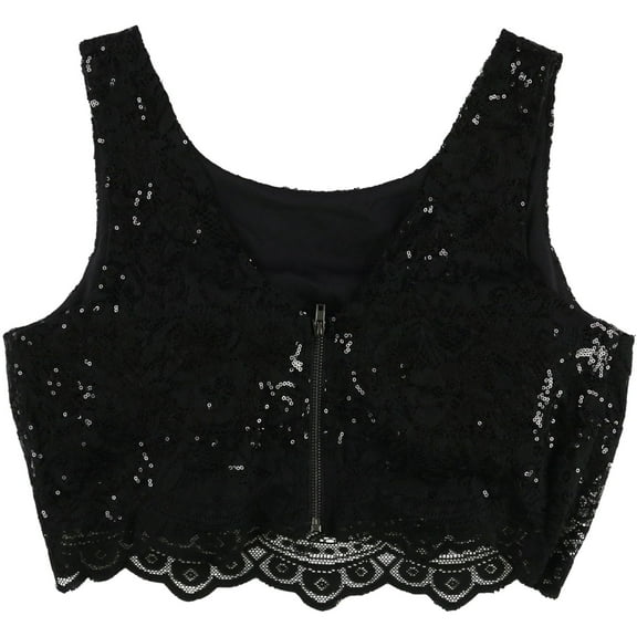 City Studio Womens Embellished Floral Pullover Blouse, Black, Juniors, 11