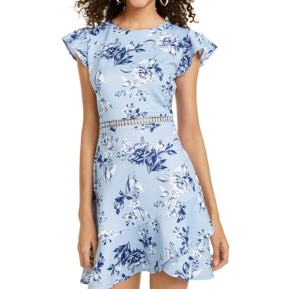 City Studio Womens Flounce Fit & Flare Ruffled Dress, Blue, 1