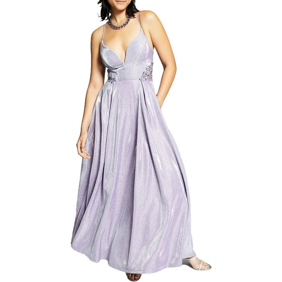 City Studio Womens Juniors Embellished Lace-Up Evening Dress