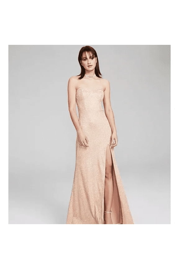 Womens Juniors Glitter Long Evening Dress