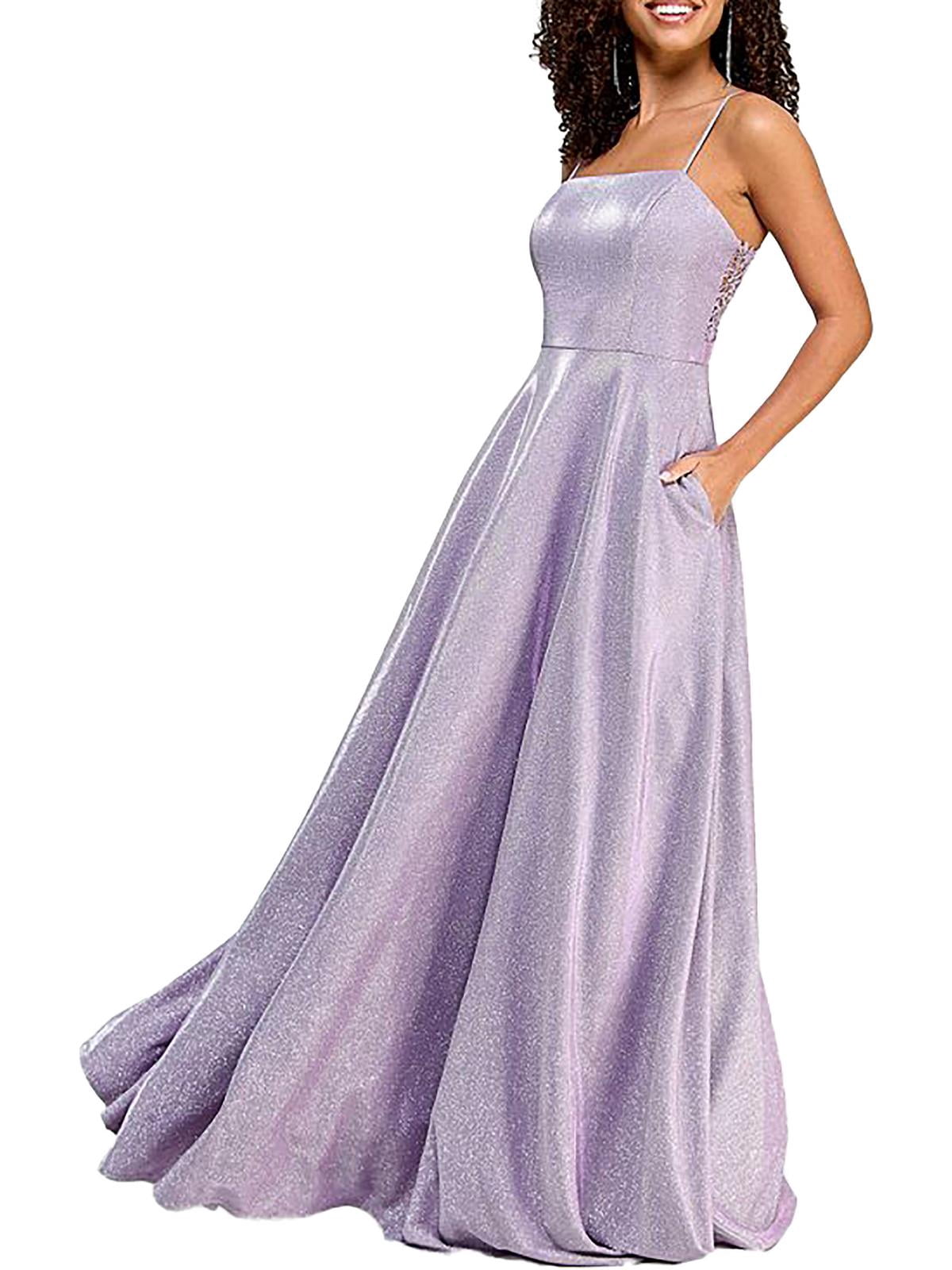 open lace back dress Lora Sparkle Purple Lace Back Evening Dress S main image 1