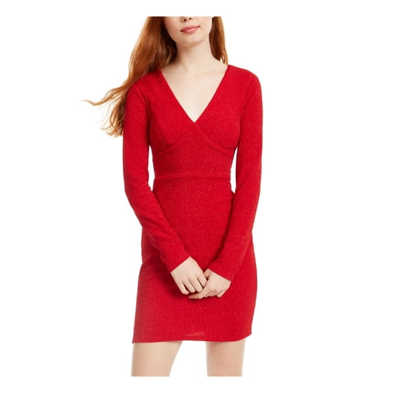 City Studio Womens Juniors Open Back Glitter Cocktail and Party Dress Red 15