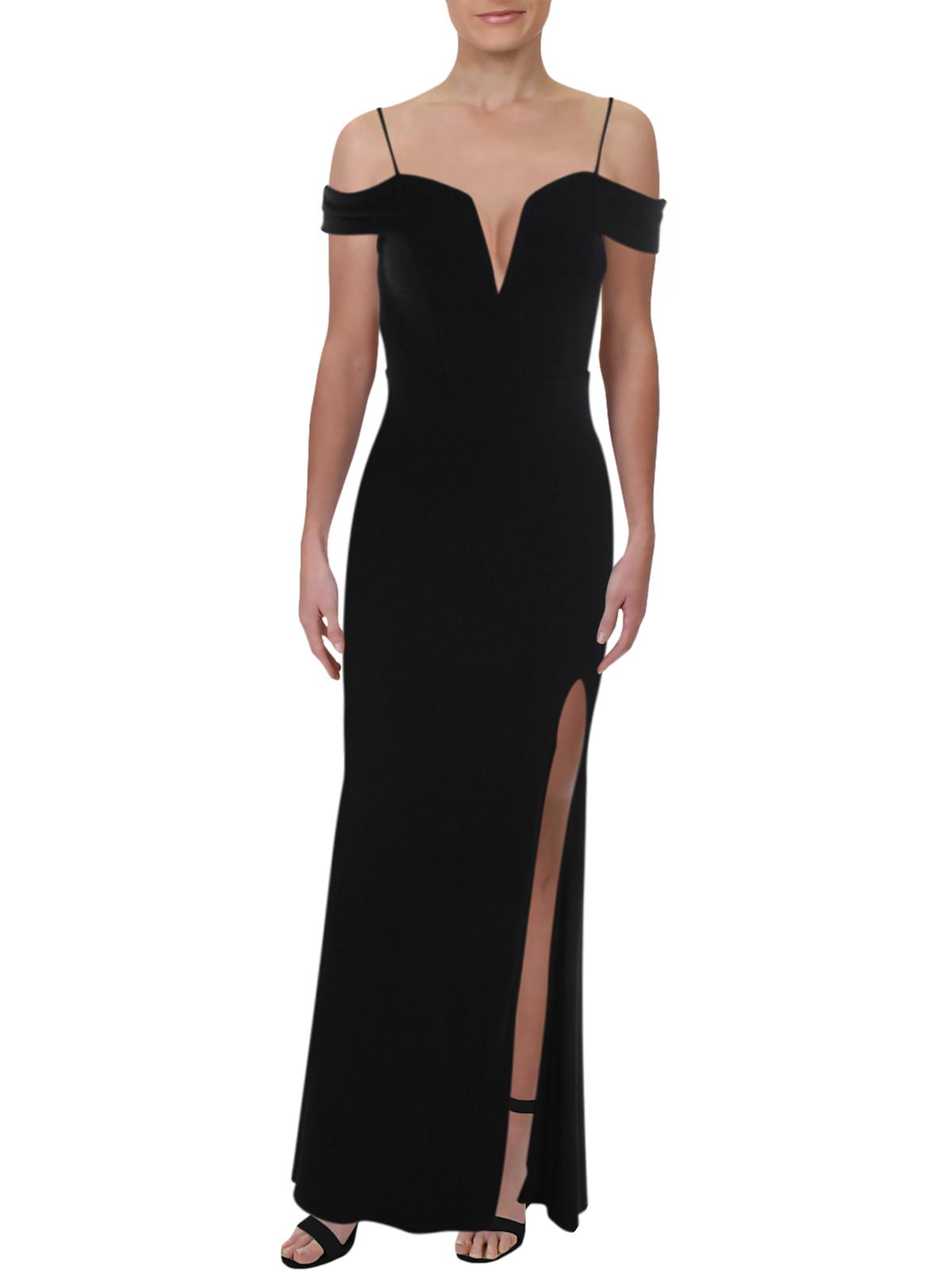 chinese dress ladies Flutter Sleeve Bridesmaid Dresses for Juniors Formal Evening Maxi Gown with  Slit Black US2 at Amazon Women's Clothing store main image 0