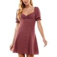 thumbnail image 1 of City Studio Womens Juniors Sweetheart Neckline Puff Sleeves Fit & Flare Dress, 1 of 2