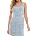 thumbnail image 1 of City Studio Womens Sleeveless Tweed Sheath Dress, Blue, Juniors, 7/8, 1 of 1