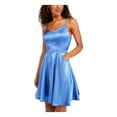 thumbnail image 1 of City Studio Womens Juniors V-Neck Mini Fit & Flare Dress Blue 3, 1 of 4